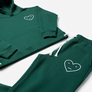 Ensemble sweat à capuche et pantalon de survêtement unisexe en coton épais imprimé, coupe ample, style streetwear hip-hop, écoresponsable, collection hiver 2025 - Product Image 6