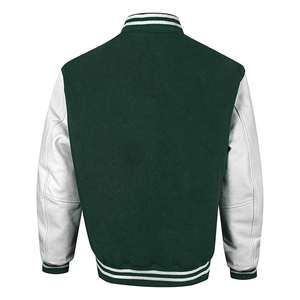 Veste varsity homme verte et blanche, style baseball classique, boutonnée, légère, avec bordure rayée pour l'automne - Product Image 6