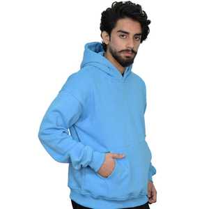 <b>Men's</b> 100% Cotton <b>Pullover</b> Hoodie & Sweatshirts Sky Blue Relaxed Fit Casual Streetwear Comfortable Fashion Apparel Wear - Product Image 3