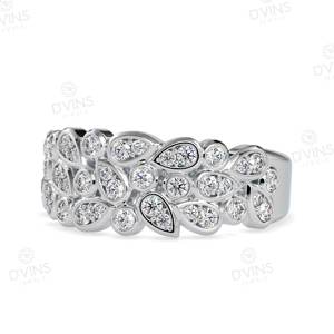 Anillo de Oro Sólido de 14k con Diamantes Cultivados en Laboratorio, Diseño de Punta Ancha para Mujer, Anillo de Compromiso y Boda Clásico con Certificación IGI - Product Image 2