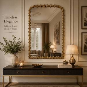 Premium <b>Arched</b> Decorative Wall Mirror with Antique Gold Metal <b>Frame</b> Luxury Accent Mirror for Contemporary and Vintage Interiors - Product Image 4