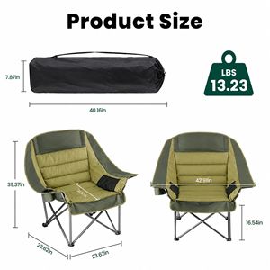 Chaise de camping robuste et surdimensionnée, capacité de 500 lb, siège pliable d'extérieur avec porte-gobelet et poches latérales, portable pour usage au bureau - Product Image 4