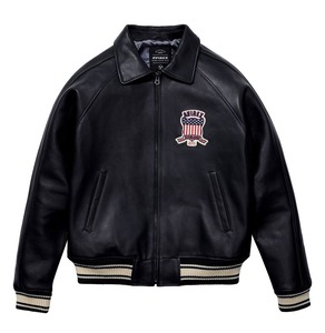 Chaqueta Varsity de Cuero Roja Personalizada para Hombre, Estilo Clásico Letterman Bomber con Ribete Acanalado y Diseño con Cierre Frontal - Product Image 2