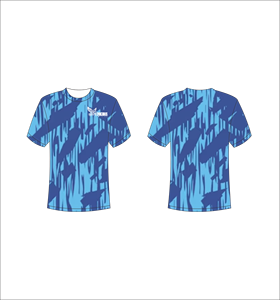 T-shirt à manches courtes pour hommes Ferocious, motif bleu, col rond, décontracté, séchage rapide, coupe régulière, vente en gros, OEM personnalisé - Product Image 1