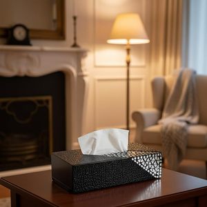 Modern Black Geometric Velvet Tissue Box Cover Napkin Holder Rectangular Tabletop Kitchen Home Gift Packaging - Product Image 3