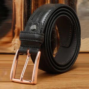 Ceinture en cuir de vachette véritable vintage 2026, style rétro, décontracté et formel, noire unie, durable, avec boucle en alliage robuste - Product Image 1