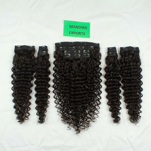 Extensions de cheveux humains vierges vietnamiens 100 % non traités – Tissage de cheveux bouclés à clipser avec cuticules alignées (Noir naturel) - Product Image 1