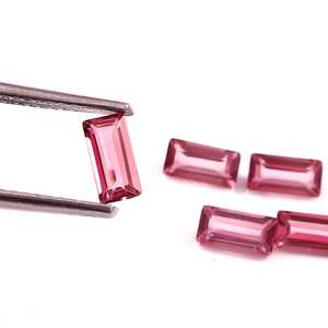Lot en gros de pierres précieuses naturelles de rhodolite grenat rose, taille baguette, facettées, calibrées, qualité AAA++, pour la fabrication de bijoux, 3x6mm - Product Image 3