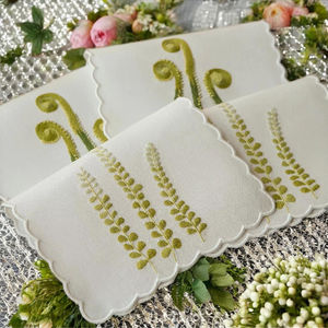 Fern Leaf <b>Linen</b> Cocktail <b>Napkins</b> – 100% Natural <b>Linen</b> Reusable Drink <b>Napkins</b>, Botanical <b>Green</b> Design for Bar, Party - Product Image 6