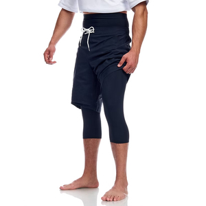 Men's <b>Navy</b> Blue Board Shorts Mid Waist Drawstring Quick Dry Solid Color Casual Sport Style Shorts With Pockets - Product Image 3