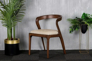 Chaise de salle à manger moderne en bois de hêtre massif, durable, avec dossier incurvé et rembourrage, design minimaliste, mobilier pour la maison - Product Image 4