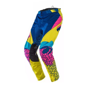 Ensemble de vêtements de motocross pour hommes en gros, maillot et pantalon MX, tenue de course tout-terrain à motif géométrique bleu, jaune, rose, logo USA, OEM - Product Image 3