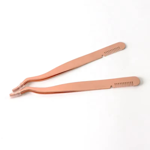 Rose Gold Stainless Steel Eyelash Comb Tweezer Curved Tip False Lash Applicator Tweezer with Comb 2 in 1 Lash <b>Tools</b> High Quality - Product Image 6