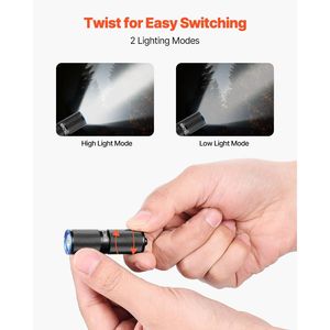 Mini Linterna LED Recargable para Llavero, 200 Lúmenes, 2 Modos de Iluminación, Resistente al Agua IPX7, Linterna de Bolsillo - Product Image 3