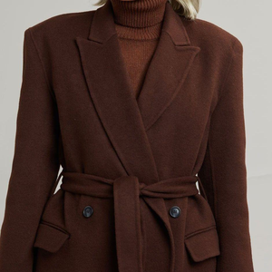 Abrigos de lana largos sin cuello para mujer, chaqueta de invierno para mujer - Product Image 5