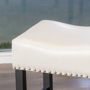 Set of <b>2</b> 30-Inch Ivory Faux Leather Counter <b>Stools</b> Backless Design-for <b>Bar</b> Seating - Product Image 5