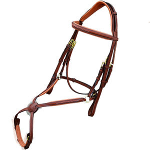 Bridon anglais pour chevaux avec élégante bande frontale, produits équestres de haute qualité, bridon pour chevaux cousu à la main sur mesure pour la course hippique - Product Image 3