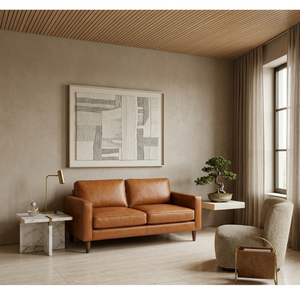 Canapé deux places en cuir pour salon de luxe discret, élégant et minimaliste, design intérieur moderne et confortable, canapé deux places en cuir de qualité supérieure - Product Image 1