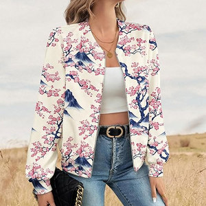 <b>Womens</b> Bomber <b>Jacket</b> Sheep Skin Winter Single Button Long Sleeve Stand Collar Stylish Customizable Outerwear - Product Image 3