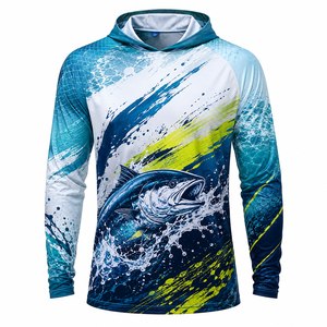 Vente en gros de chemises de pêche personnalisées 100% polyester respirantes, sweat-shirt performant à manches longues, protection UV, vêtements par sublimation - Product Image 1