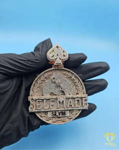 Luxury Self-Made 18K Gold Plated Hip Hop <b>Charm</b> <b>Pendant</b> in 925 Sterling Silver with VVS <b>Moissanite</b> Diamond Iced-Out Finish - Product Image 1