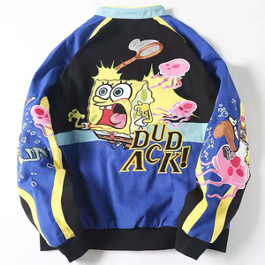 Blouson Bomber Brodé Homme Streetwear Imprimé Personnage Fermeture Éclair Col Rabattu Coupe Droite Printemps Décontracté - Product Image 2