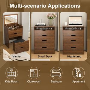 Tocador compacto 3 en 1 con espejo iluminado y taburete abatible, mesa de maquillaje para dormitorio o baño - Product Image 4