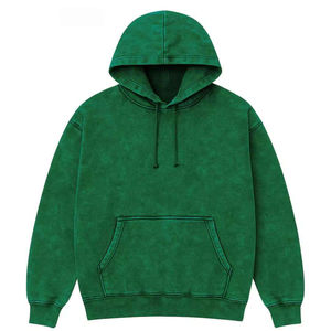 Men's Olive Green Hooded Sweatshirt Oversized Fit French Terry Cotton Casual Pullover with Front Pocket Autumn Wear - Product Image 3