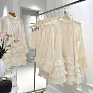 Robe courte à volants à col haut pour femme OEM, robe élégante à manches longues pour femme - Product Image 6