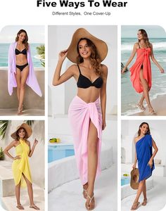 Women's Sexy <b>Beach</b> <b>Wrap</b> Sarong <b>Skirt</b> Stylish Swimsuit Cover-Up Tie-Side Bikini Bottom Cover-Up 100% Polyester Anti-Chlorine - Product Image 4