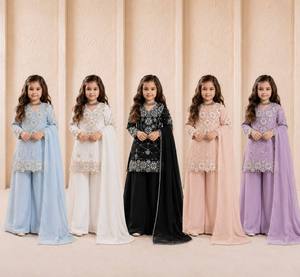 Conjunto de Kurti y Palazzo Fox Georgette para Niñas con Bordado de Lentejuelas de 3mm y Dupatta Elegante, Ropa al por Mayor - Product Image 2
