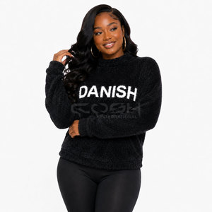 Cosh International Sorority Sisterhood Cárdigan Negro de Pelo Sintético Sherpa con Cuello Redondo y Manga Larga, Estampado Flocado DANISH, Top Casual de Invierno - Product Image 5
