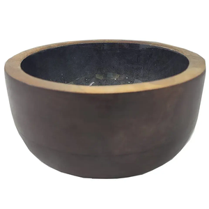Tazón para Servir de Madera de Acacia, Tazón Redondo de Madera con Diseño de Olivas Pintado a Mano, Juego de Platos y Vajilla de Diseño Mediterráneo - Product Image 2