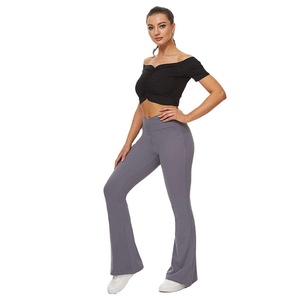 Nuevas mallas y pantalones de Yoga Acampanados para mujer al por mayor, lona con cintura elástica para ropa de calle, gimnasio, entrenamiento, ajuste Regular - Product Image 5