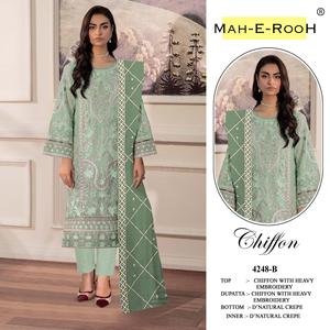 Présentation du costume pakistanais en chiffon lourd avec broderies riches et travail de sequins, achat direct auprès du fournisseur - Product Image 1