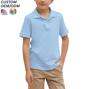 Summer Solid Color Custom Logo Printed Children's Polo Shirt Breathable Soft Knitted <b>Compressed</b> Short Sleeve Polyester/Cotton - Product Image 1