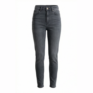 Jean en denim coupe droite délavé foncé pour homme, taille haute, coupe slim, en coton, style décontracté, pantalon d'automne - Product Image 1