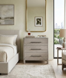 Minimalist 3-Drawer <b>Solid</b> Oak Eco-Friendly Contemporary Nightstand with Storage for Bedroom Furniture - Product Image 3
