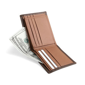 High Quality Durable Men's Brown Bifold <b>Wallet</b> Genuine Leather RFID Blocking <b>Card</b> <b>Holder</b> Embroidery Custom Logo Short Large - Product Image 2