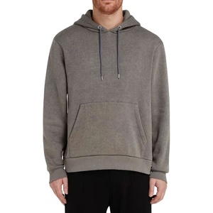 Sudadera con Capucha para Hombre, de Poliéster/Algodón, 430 GSM, Gruesa, Negra, Lavada al Ácido, Estilo Vintage, Impermeable, para Invierno - Product Image 2