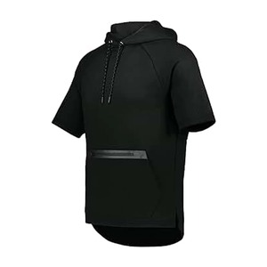 Sweat à capuche en molleton technique à manches courtes en coton 100% avec logo personnalisé brodé - Product Image 2