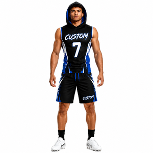 Custom 7v7 Football Uniform Sleeveless Hooded Jersey Shorts | Heat-Transfer Printed Breathable Flag Football Team Wear | - Product Image 1