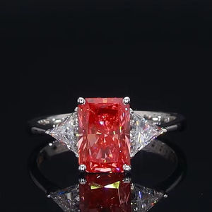 Classic AMBER JEWELS Unisex 18K Solid Gold Ruby Ring Brilliant Cut Diamond Prong Setting IGI Certified Rhodium Plated Ring - Product Image 1