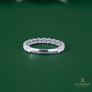 Anillo de Eternidad con Diamantes Cultivados en Laboratorio, Corte Brillante Redondo, Engaste de Puntas en Forma de U, Anillo de Boda de Círculo Completo, Joyería de Lujo - Product Image 4