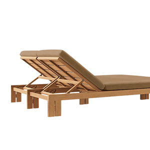 Solid Teak Wood Double Sun Lounger Adjustable Outdoor Chaise Lounge Patio Pool Daybed Folding <b>Recliner</b> Minimalist Furniture - Product Image 6