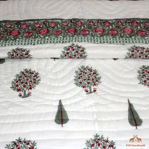 HandBlock Printed Indian Jaipuri Cotton Quilt Handstitched Handmade Reversible Printed Jaipuri Razai Best for Winter Season - Product Image 1