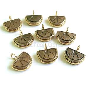 Colgante de pirita natural tallada en forma de melón de 10x13mm con dije de plata de ley 925 chapado en oro para fabricación de joyas al por mayor - Product Image 4
