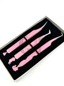 Pince à cils en acier inoxydable de haute qualité, anti-magnétique et anti-statique, avec design découpé en forme de lapin et diamant rose clair - Product Image 5