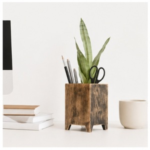 Jardinera Cuadrada Rústica de Madera, Hecha a Mano, de Madera de Pino Sólido, Maceta para Suculentas de Interior, Decoración Moderna y Ecológica para Escritorio - Product Image 2