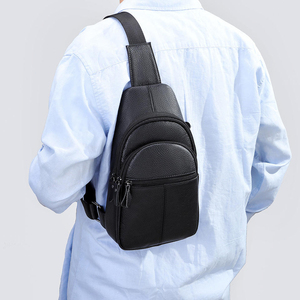 Customized Hot Selling <b>Men</b> Outdoor Custom Logo Utility Fanny Pack <b>Leather</b> Waist Bag with Zipper Closure Custom Sports and Travel - Product Image 3
